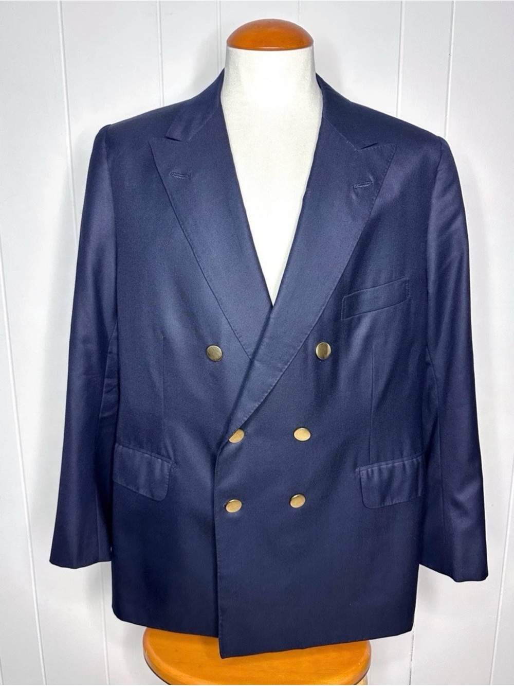D. Major Bespoke Navy Double Breasted Gold Button Blazer - Savile Row